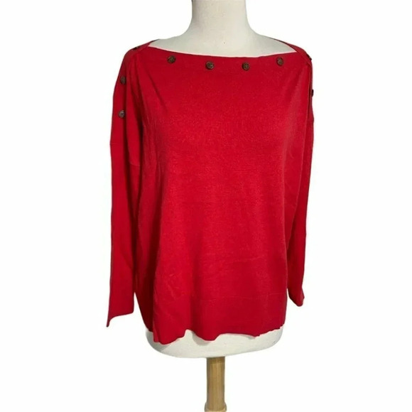 J. Crew S/M Red button boat neck‎ sweater with buttons - Picture 8 of 8